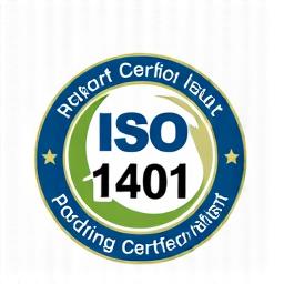 Official ISO 14001 certification logo with green and blue circular design.